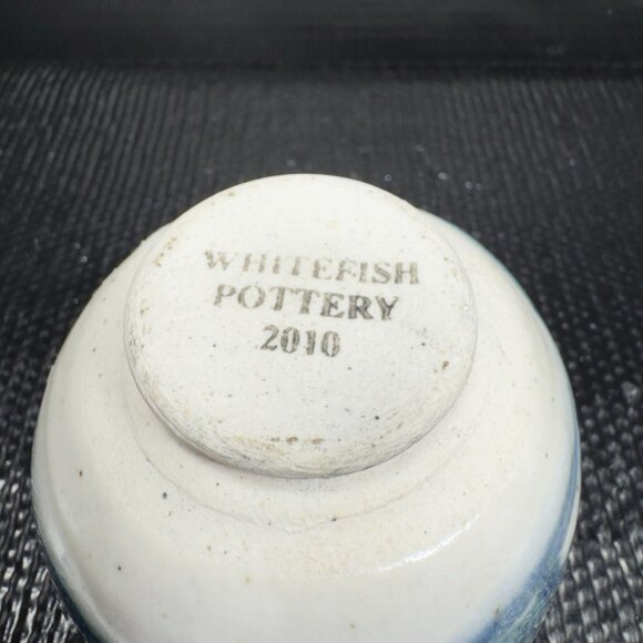 Whitefish Pottery Salt Cellar Dipping Dish Small Bowl Container Hand Made VTG - Picture 3 of 11
